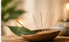 Acupuncture - bols et aiguilles préparées